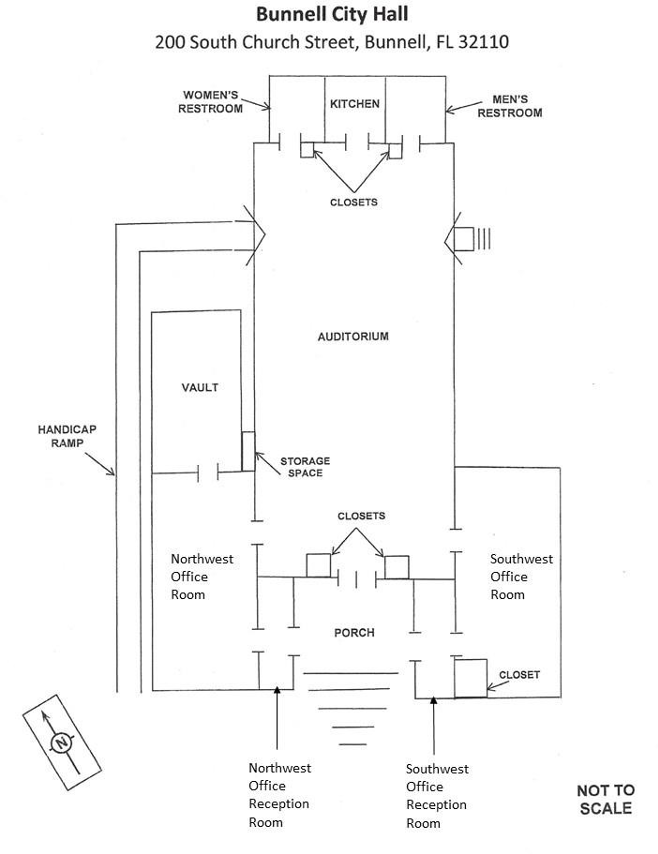 Figure 14 – Bunnell City Hall Floor Plan – not to scale.