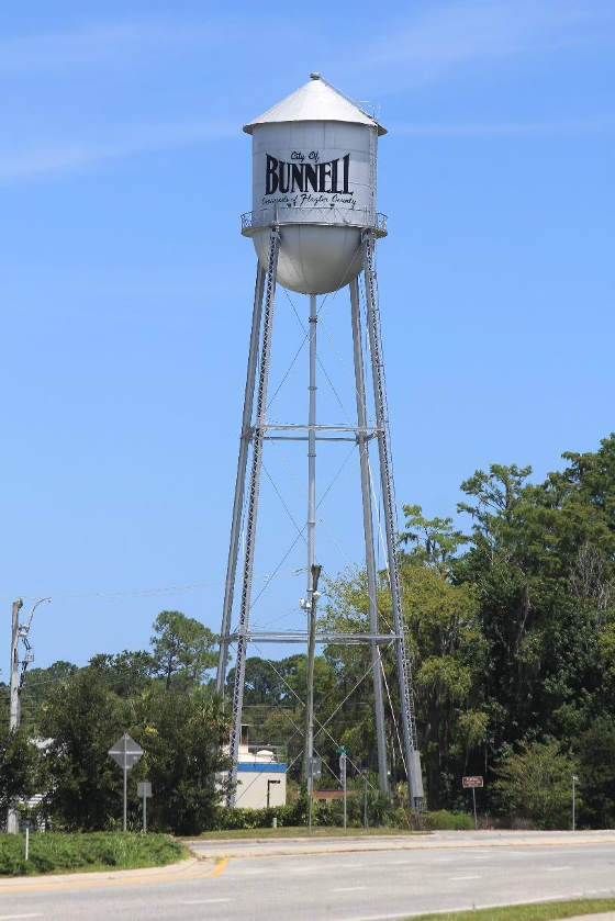 Figure 1 - Full West View of the Bunnell Water Tower – which is located at 100 Utility Street, Bunnell, FL 32110 – (photograph by Randy Jaye – August 2018).