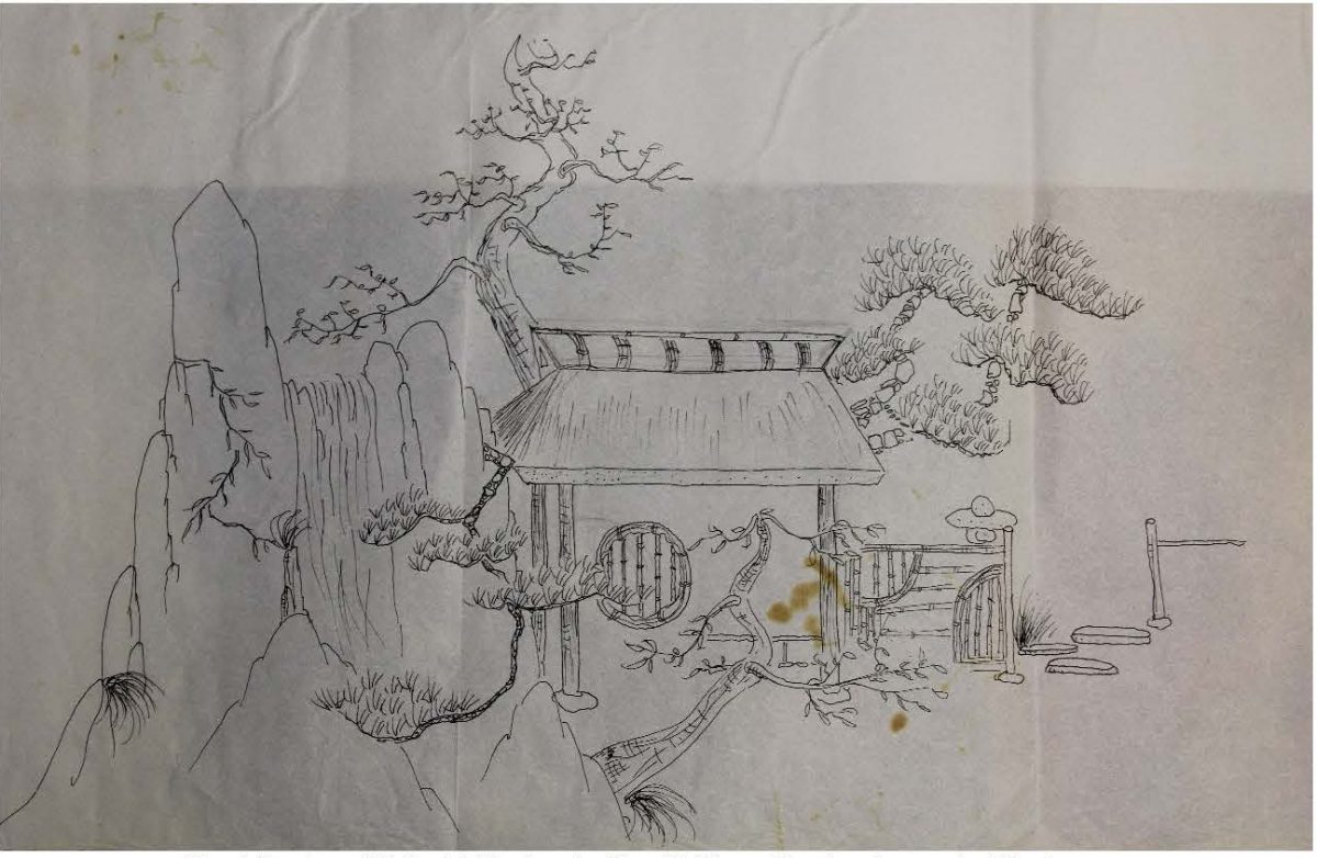 Hand drawing of Oriental Gardens by Hiro H. Yanagida - Landscape Architect.