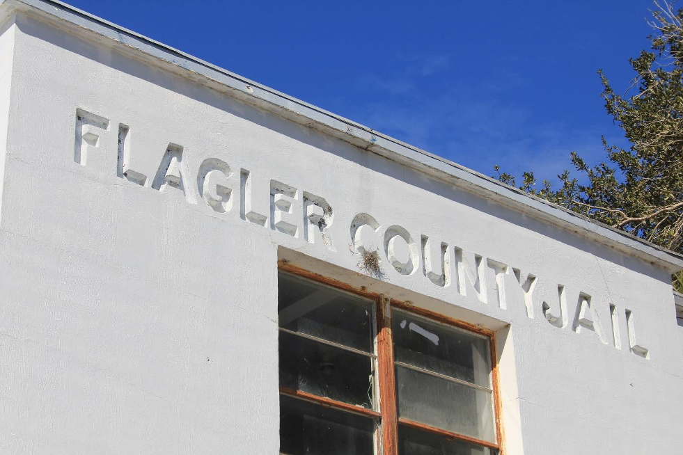 Figure 5 - WPA-Built Flagler County Jail – Inset name: FLAGLER COUNTY JAIL on the front of the building. Photo taken on January 29, 2019 by Randy Jaye.
