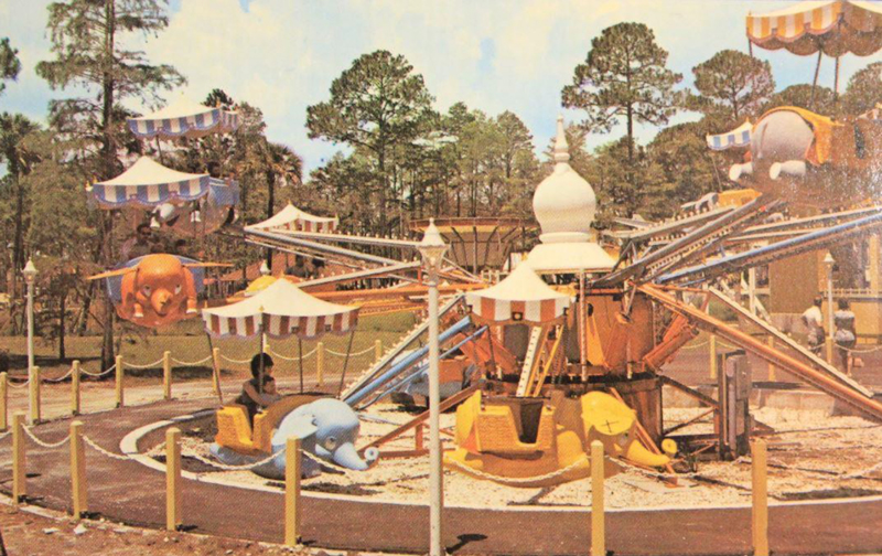 Figure 10  – Marco Polo Park 1970s postcard – The Flying Elephant Ride was a favorite with the children (Source: Author’s personal collection).