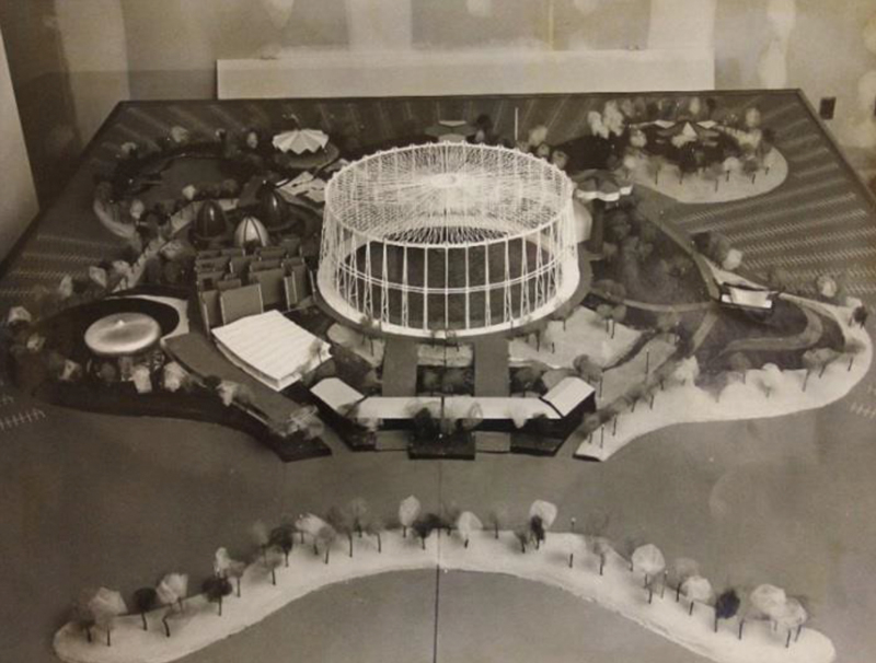 Figure 3  – An original black and white photograph of the architectural model of the Climatron complex – circa 1967.