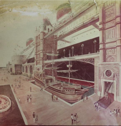 Figure 5 – An artist’s conception of a full sized tall ship and luxury passenger liner exhibit (possibly the RMS Titanic) – circa 1967 (Source: Flagler County Historical Society).